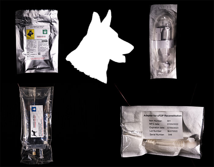 Freeze-dried canine blood plasma kit 