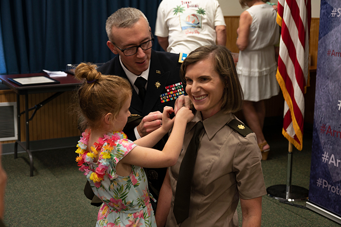 Col. Dana Bal is pinned by her daughter